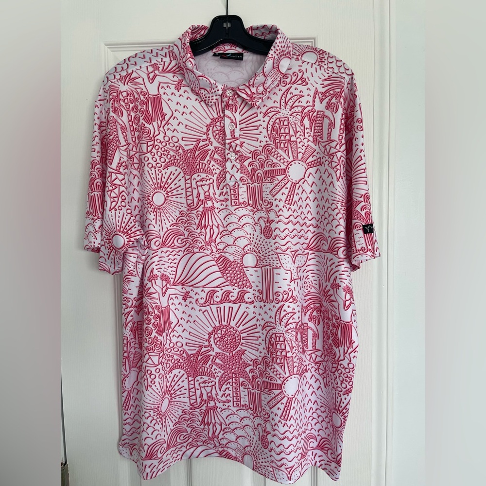 Yatta Golf Shaka Life Tropical Hawaiian Polo Shirt